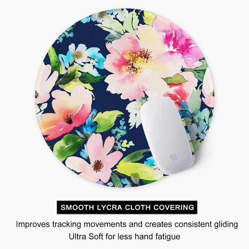 Auhoahsil Mouse Pad, Round Flowers Theme Anti-Slip Rubber Mousepad with Durable Stitched Edges for Gaming Office Laptop Computer Men Women Kids, Cute Custom Design, 8.7 x 8.7 in, Watercolor Daffodil - Image 4